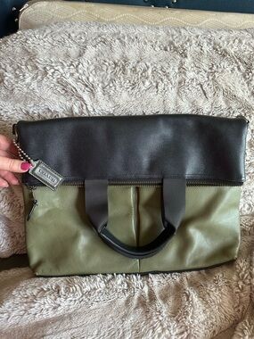 Coach Messenger Bag in Olive & Black.